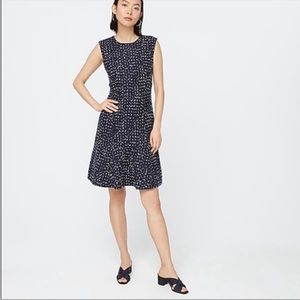 J. Crew Navy Sleeveless Printed Fit-and-Flare Dress